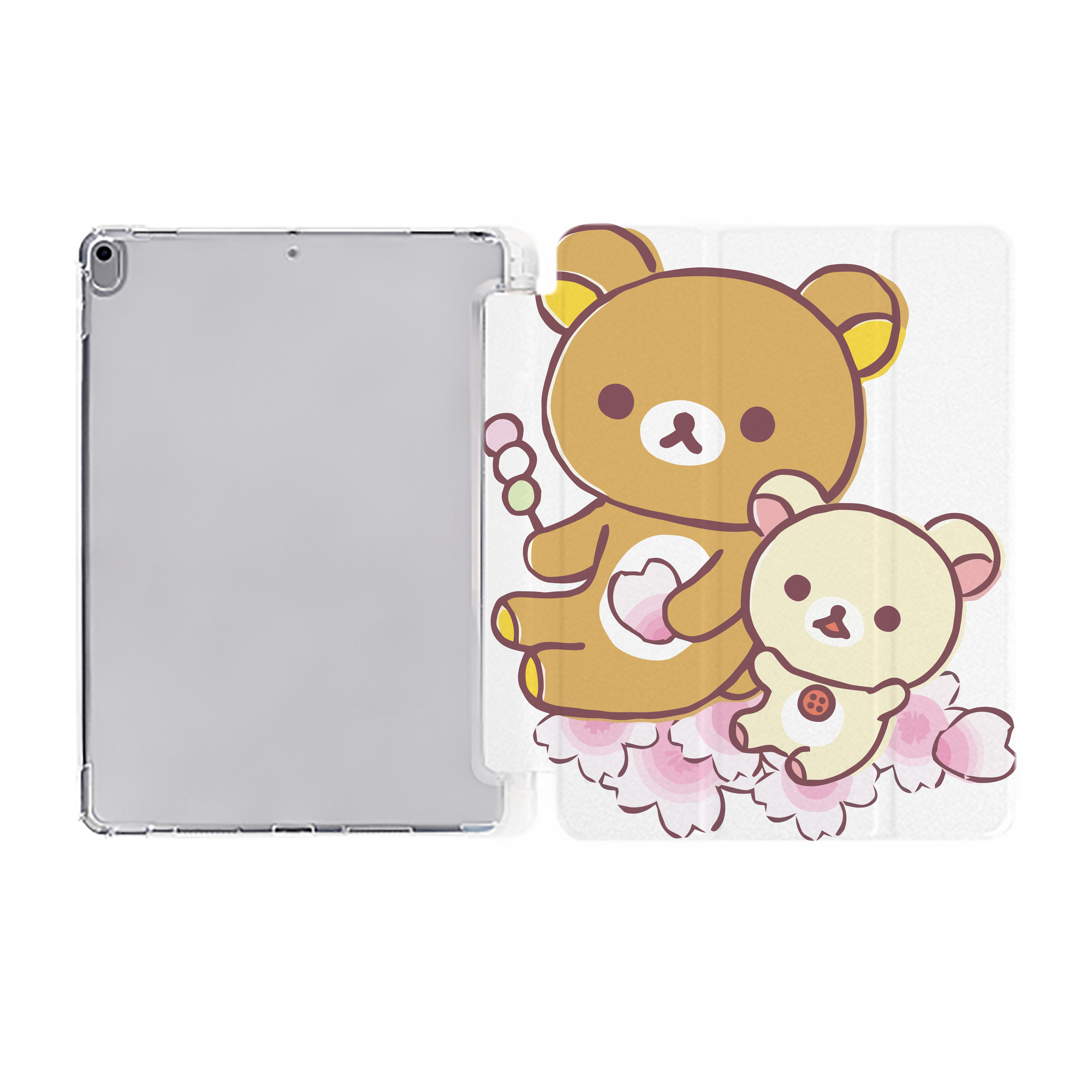 （画像用） リラックマ リラックマ キイロイトリ Rilakkuma Korilakkuma Kiiroitori IPad ケース ペン収納付き 三つ折りスタンド PUレザー×シリコン 対応機種9.5/10.5/10.9インチ